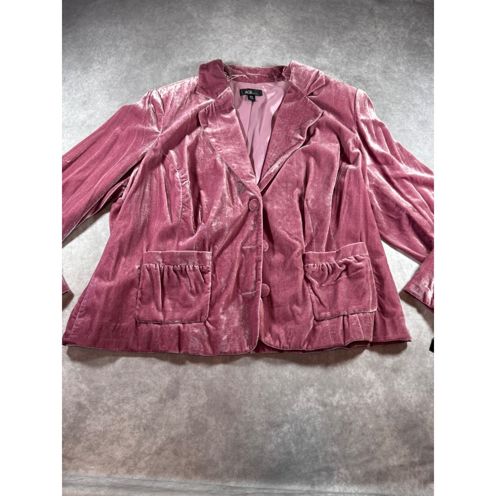 AGB Woman Mauve Pink Velvet Blazer Jacket Size 18W NWT Peplum Back Pockets